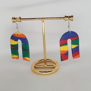 Handmade clay earrings Rainbow Arches